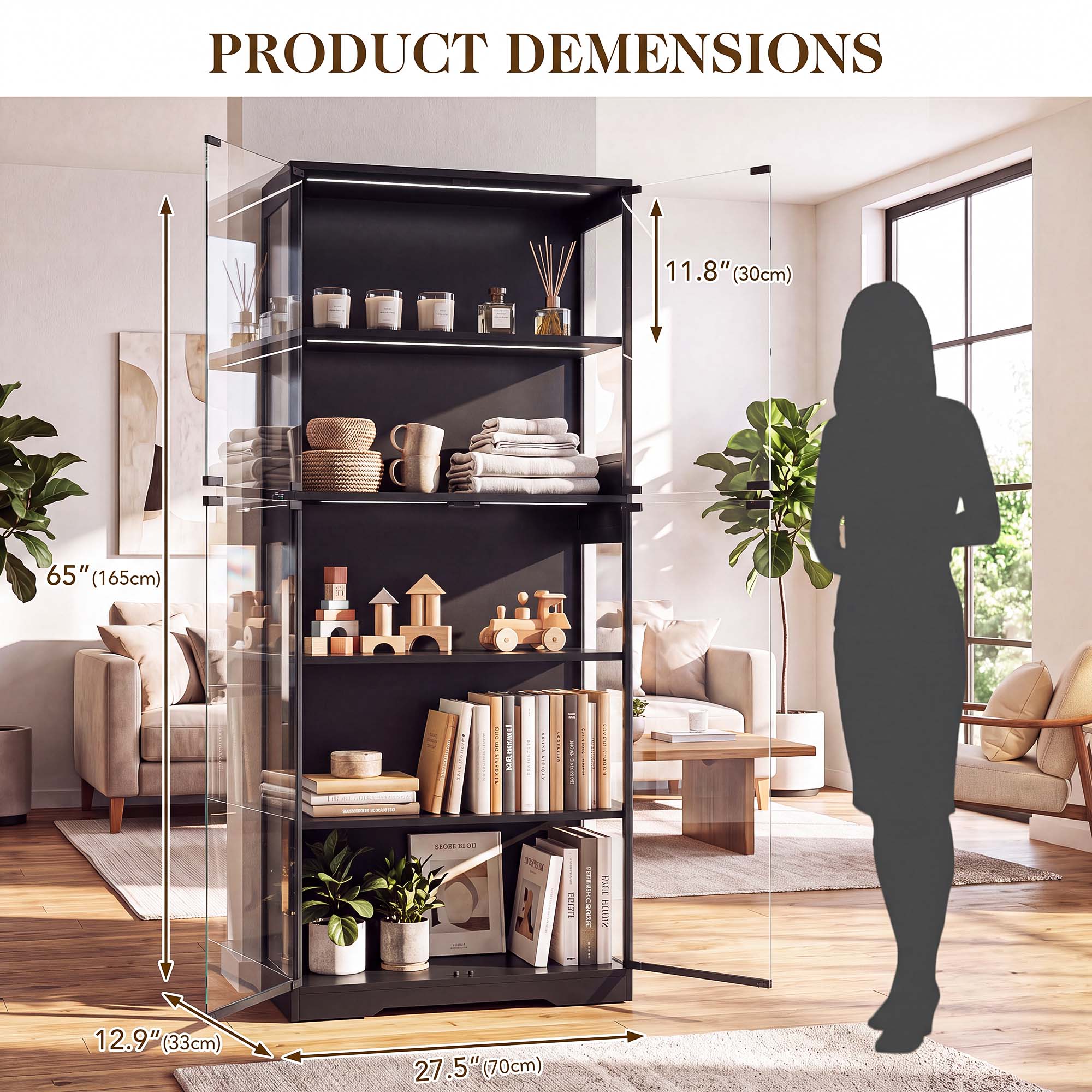 TCGBKAF 5‑Tier Display Cabinet - Storage & Organization review and price