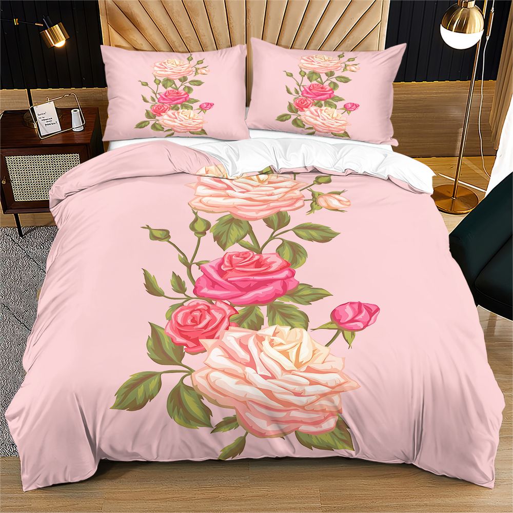 Soft Pink Rose Floral Print Du - Aesthetic Floral Duvet Cover review and price