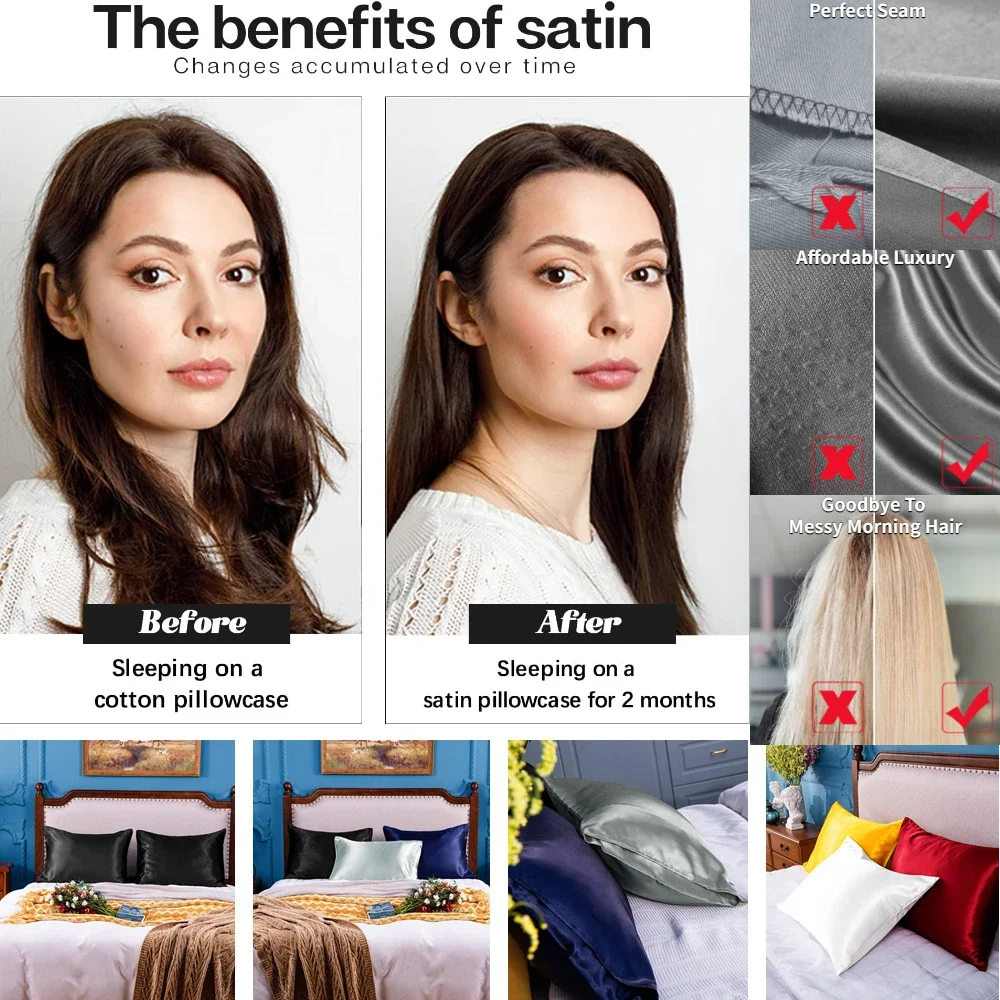 2 Pack Satin Pillowcase for Ha - Satin Silk Pillowcase Hair Skin review and price