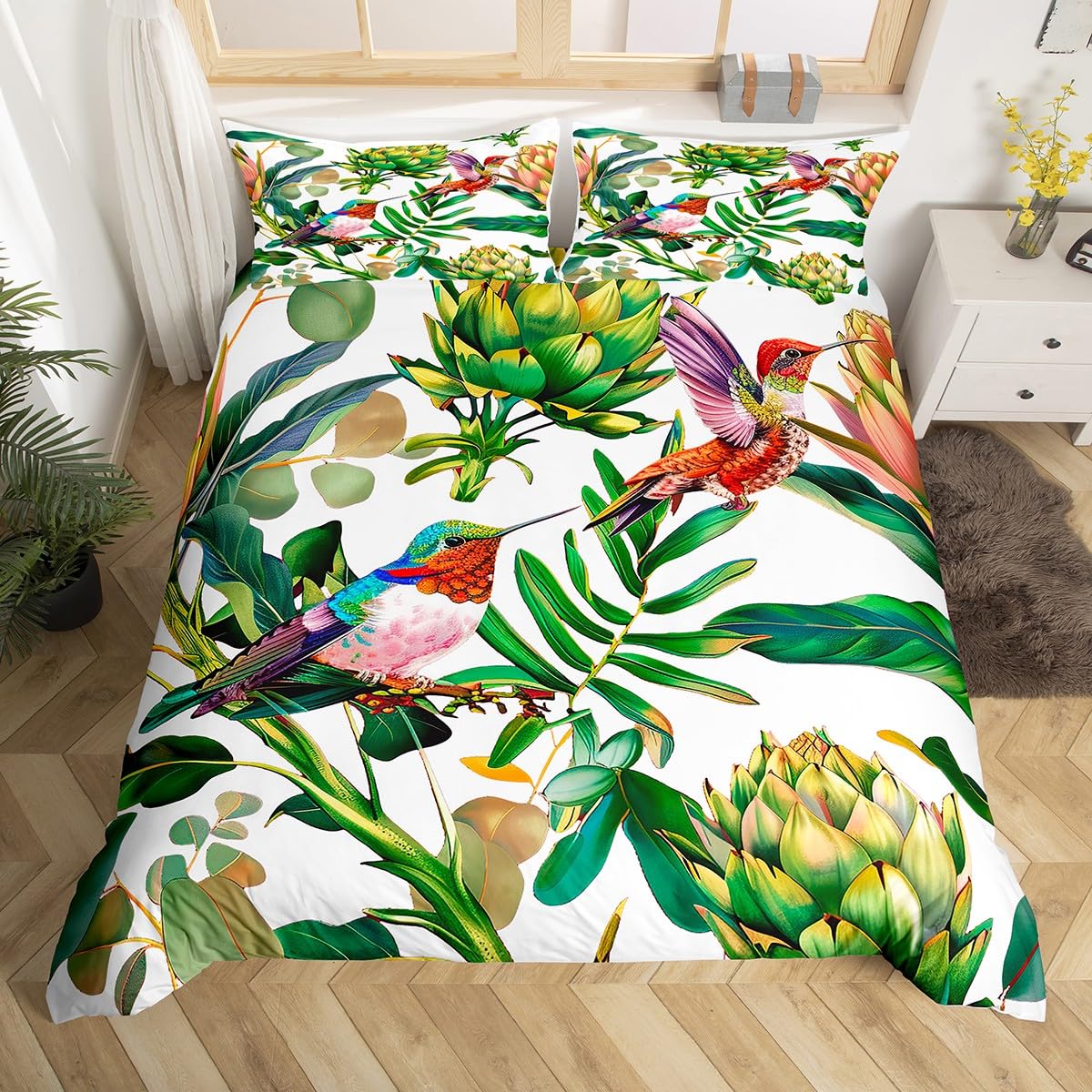 Hummingbird Bedding Set Luxury - Aesthetic Floral Duvet Cover review and price