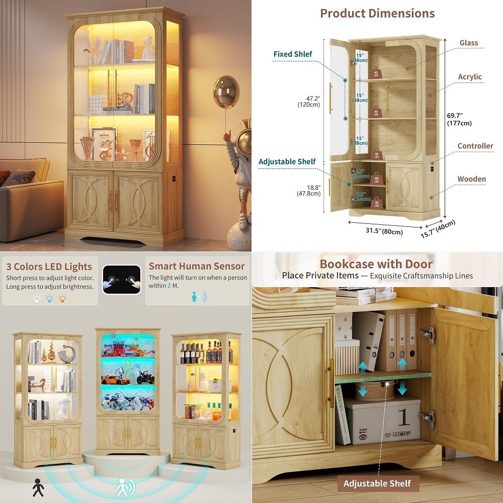 Display Cabinet with Glass Doo - Storage & Organization review and price