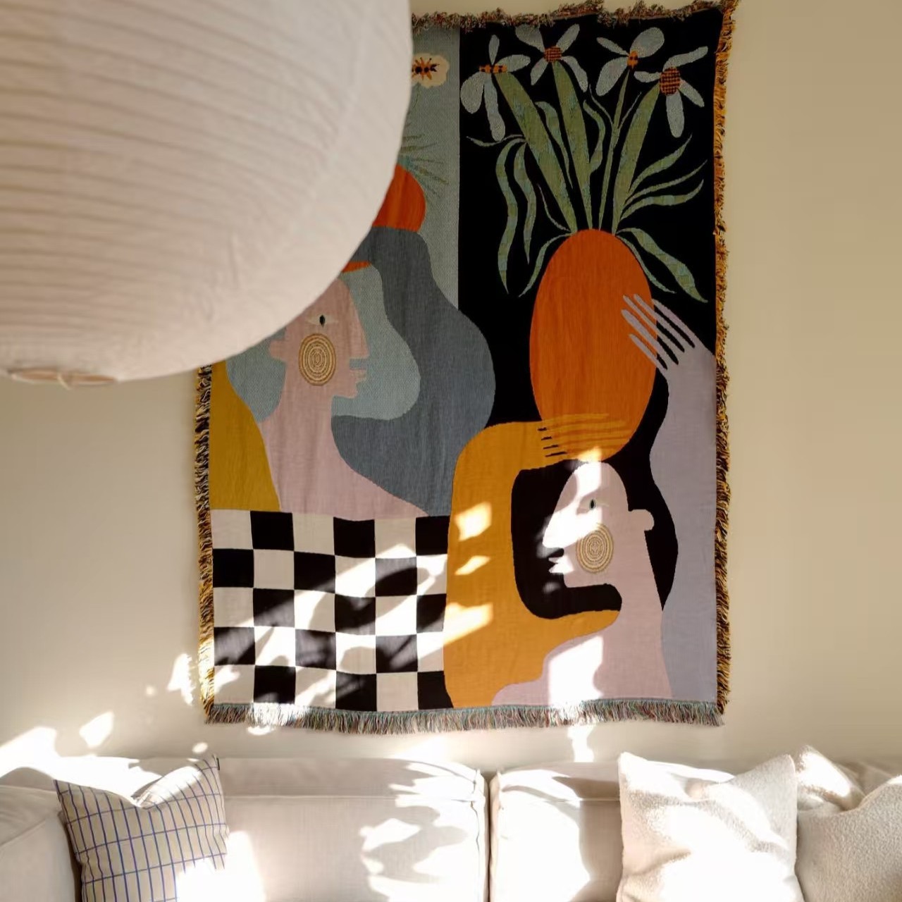Modern Abstract Art Tapestry B - Boho Throw Blanket Fringe review and price