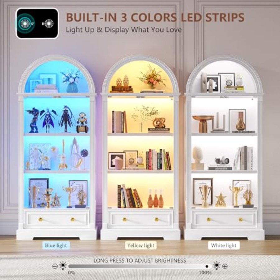 Arched display cabinet for liv - Lighting review and price
