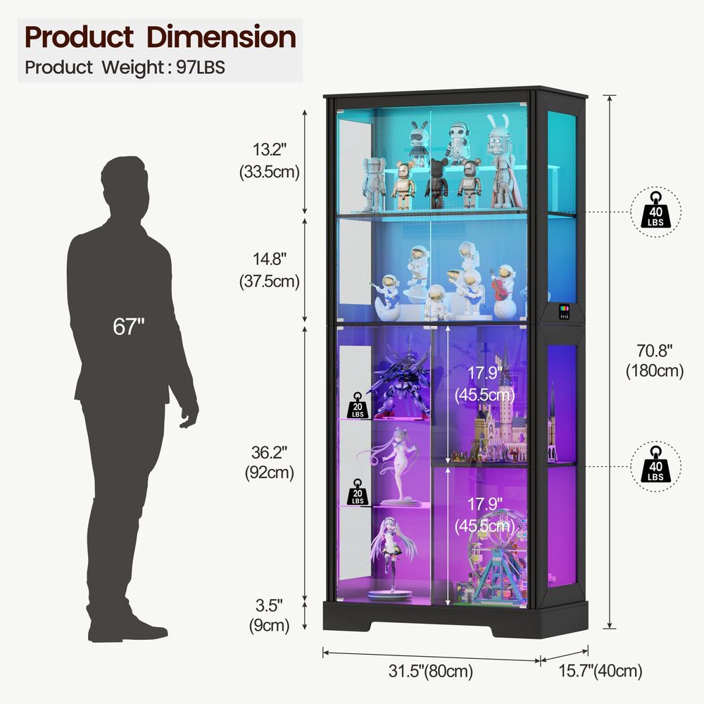 Lighted Corner Display Curio C - Storage & Organization review and price