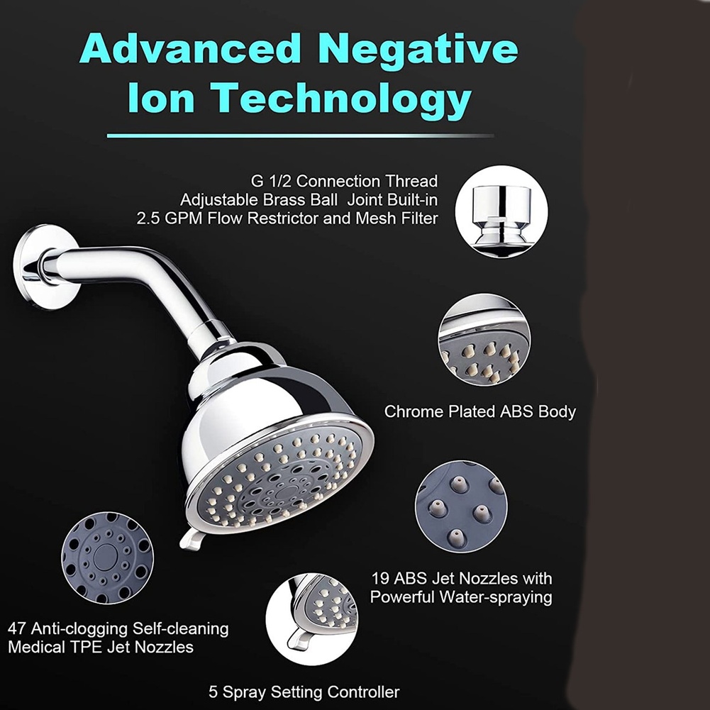 1pc Bathroom Shower Head 5 Gea - High Pressure Shower Head Handheld review and price