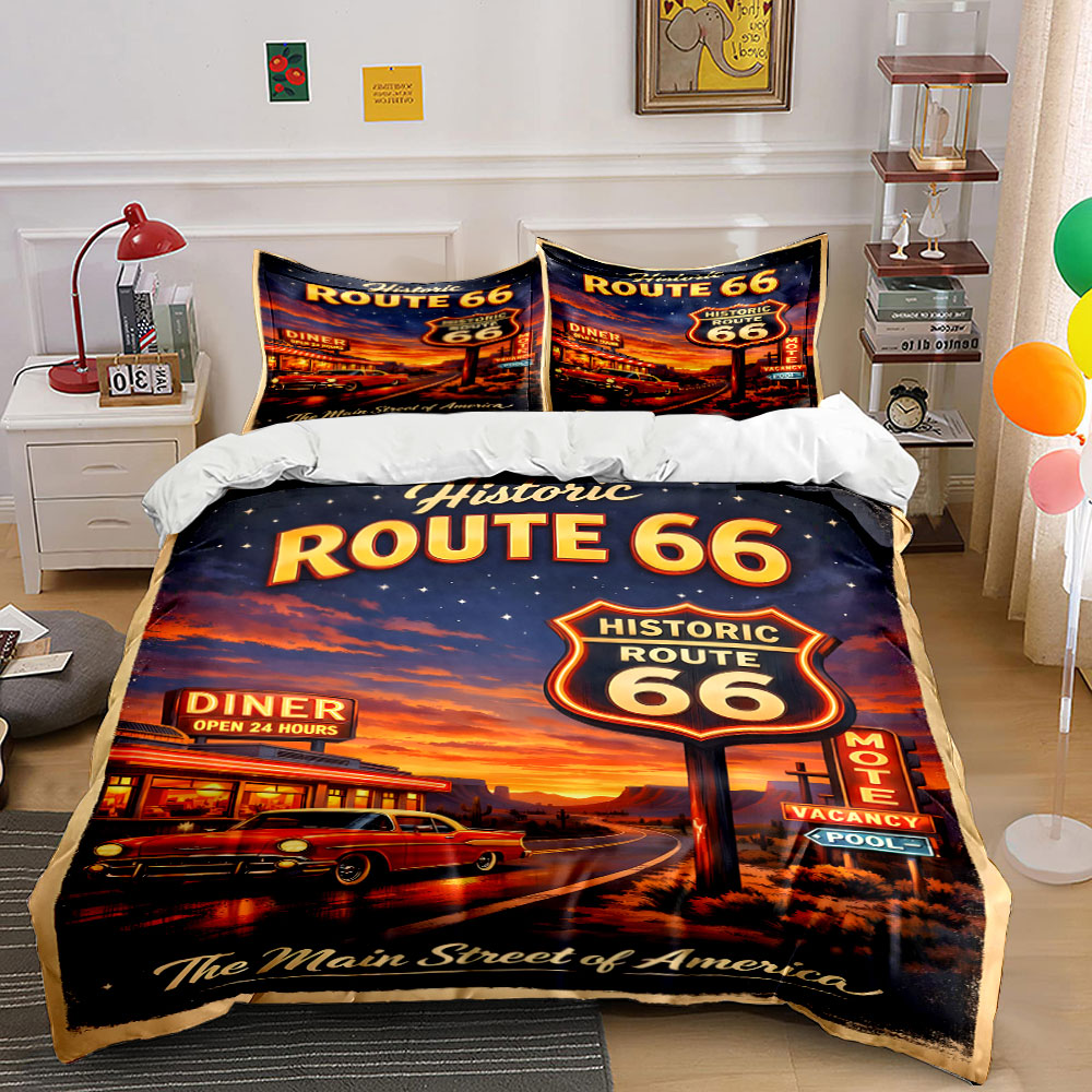 Nostalgic Night on Route 66 Pa - Duvet Cover Sets With Zipper review and price