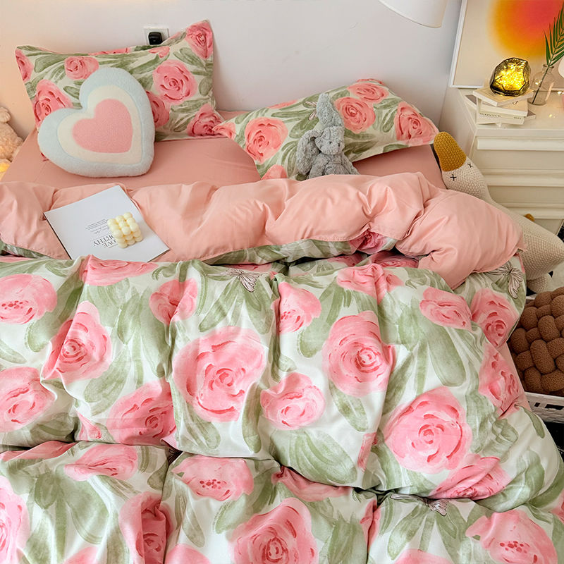 Pink Rose Duvet Cover Set with - Duvet Cover Sets With Zipper review and price
