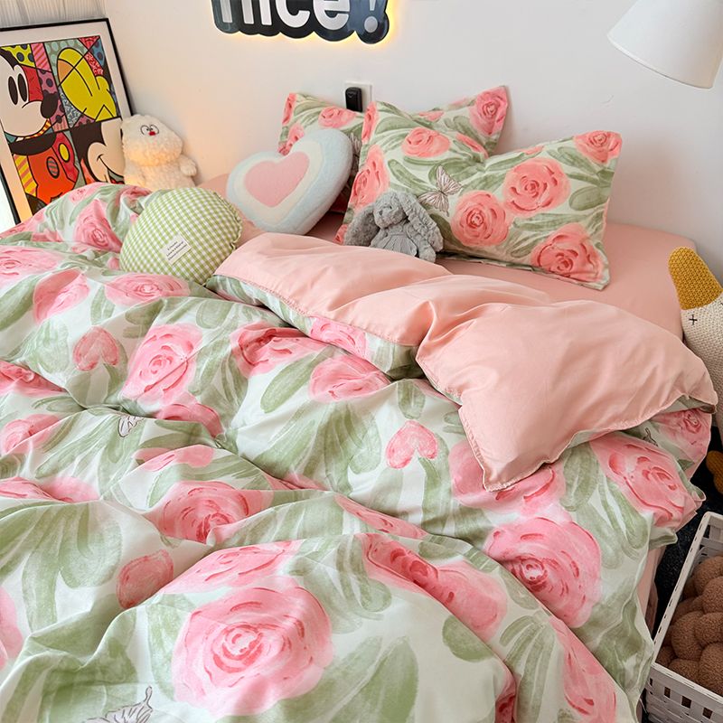 Pink Rose Duvet Cover Set with - Duvet Cover Sets With Zipper review and price