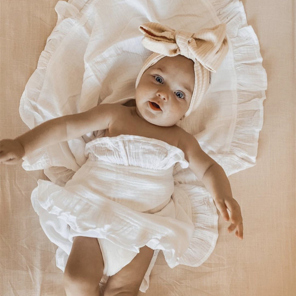 INS Ruffled Muslin Baby Swaddl - Muslin Cotton Bedspread review and price